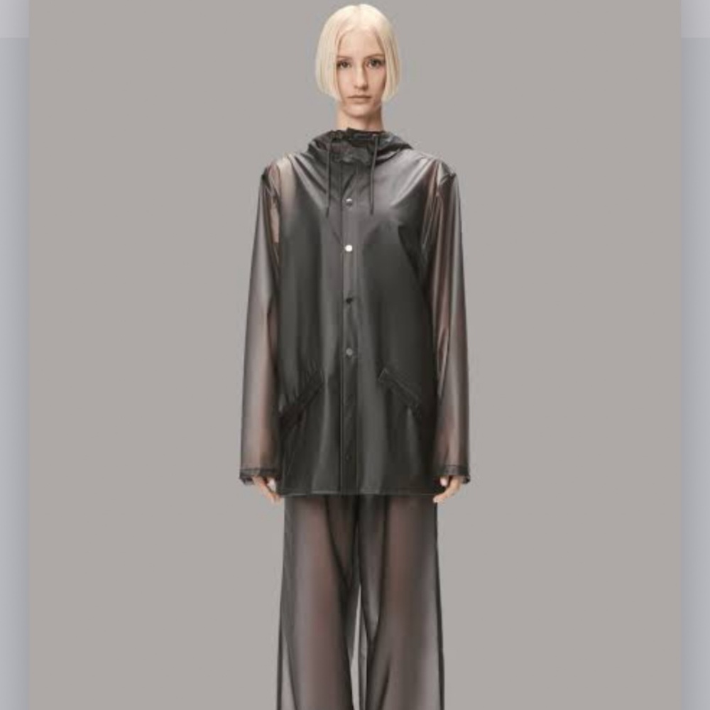 Rains Black Sheer Rain Jacket with Hood